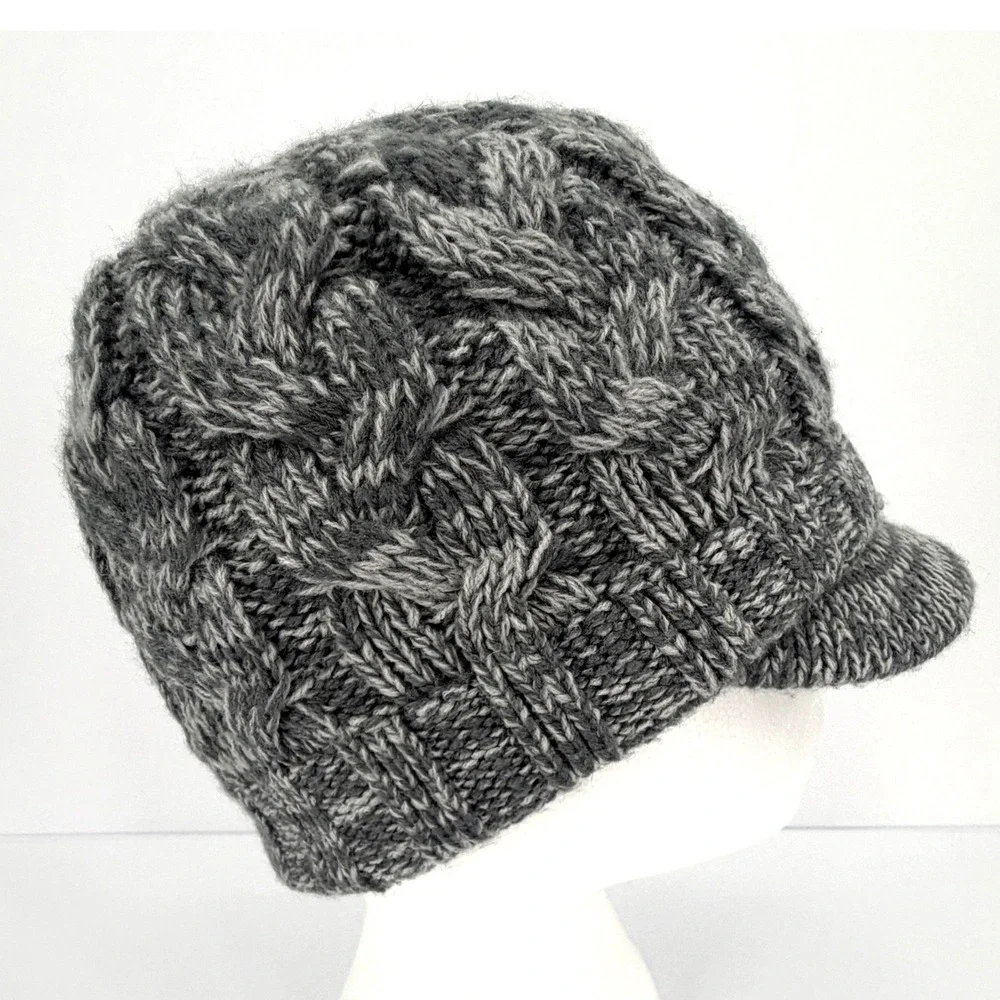Adidas ClimaWarm Womens Cable Knit Visor Beanie Hat Lot Gray Ivory
